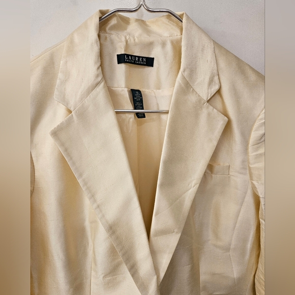 NWT - Silk Taffeta Lauren Ralph Lauren "Soft Cream" Dress Blazer - Size 16 - Picture 8 of 11